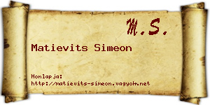 Matievits Simeon névjegykártya